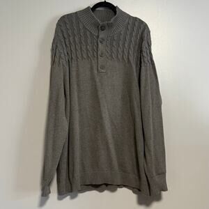 Flag & Anthem Hurlock Grey Cotton Cable Knit Sweater NEW XXL